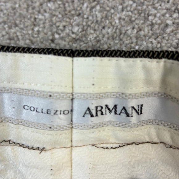 Armani Collezioni Mens Brown Herringbone Wool Blend Dress Pants Pleated 43/32 - Picture 4 of 9